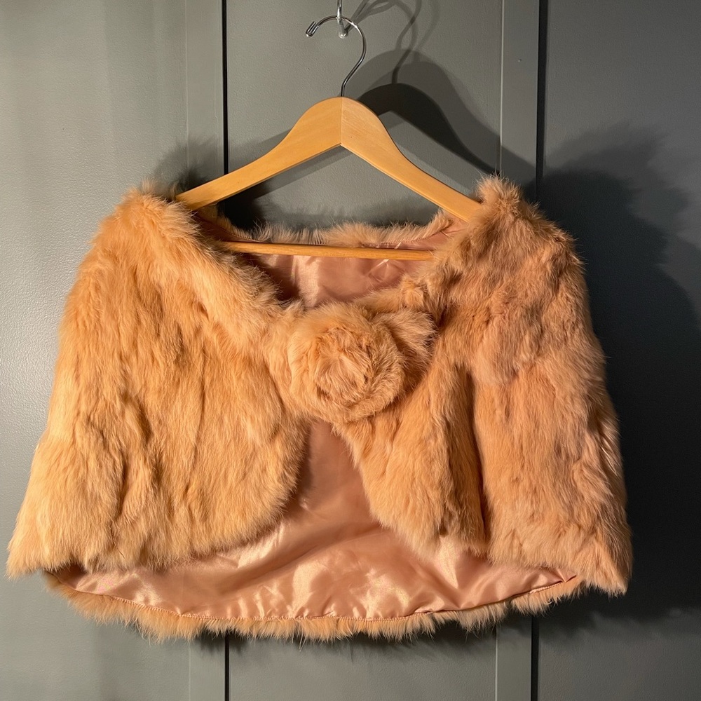 Beige Rabbit Fur Shrug